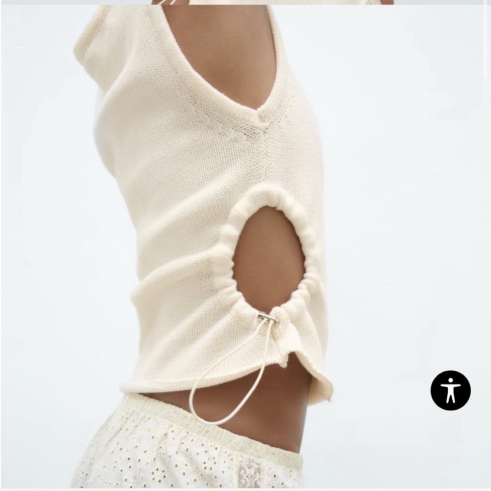 Zara Knit Top with Side Cutout and Drawstring strap